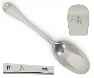 Antique Georgian 1757 Scottish Sterling Silver Tablespoon Spoon Hanoverian JG