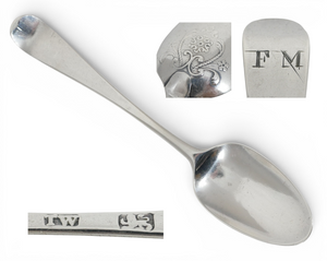 Antique Georgian 1780 Sterling Silver Coffee Tea Spoon Picture Back Hanoverian
