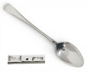 Antique Georgian 1770 Sterling Silver Teaspoon Spoon Feather Edge John Lampfert