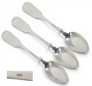 Antique Vintage Set of 3 Solid 800 Silver Austrian or Hungarian Large Teaspoons