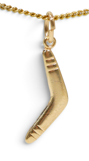 Vintage Solid 9ct Yellow Gold Australian Boomerang Bracelet Charm Pendant 375