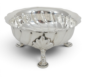 Antique Victorian 1892 Sterling Silver Ribbed Sugar Serving Bowl Goldsmiths Fan