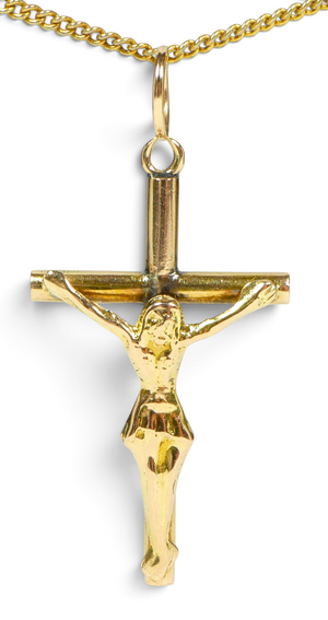 Vintage Solid 14ct Yellow Gold Jesus on Cross Crucifix 29mm Necklace Pendant 585