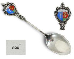 Vintage Italian Solid 800 Silver Assisi Souvenir Spoon Teaspoon Italy Sterling