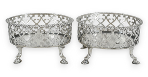 Antique Georgian 1768 Pair of Sterling Silver Salt Cellars Cellar Frame Dish Set