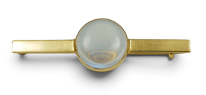 Vintage Solid 15ct Yellow Gold Moonstone Cabochon Thick 42mm Bar Brooch Pin Ring