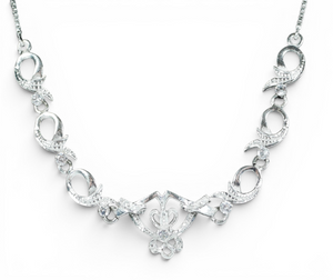 Vintage Polish Solid 14ct White Gold & Natural Zircon 46cm 18" Box Link Necklace