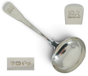 Antique Georgian 1804 Sterling Silver Sauce Gravy Ladle Spoon Fiddleback English