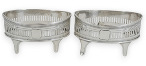 Antique Georgian 1798 Pair of Sterling Silver Salt Cellars Cellar Frame Dish Set