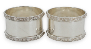 Antique Art Deco 1936 Pair of Sterling Silver Celtic Napkin Serviette Rings Ring