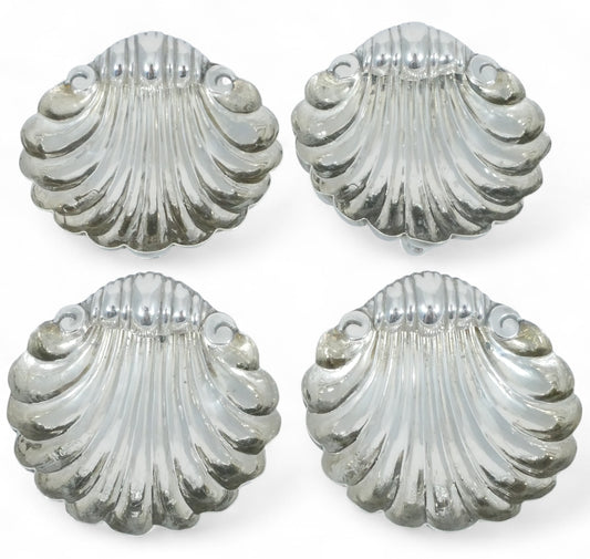 Antique Victorian 1896 Set 4 Sterling Silver Shell Butter Soap Dish Bowls Plates
