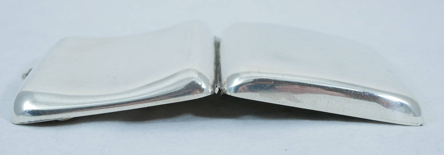 Antique Edwardian 1912 Sterling Silver Cigarette Card Case Hip Curve No Monogram
