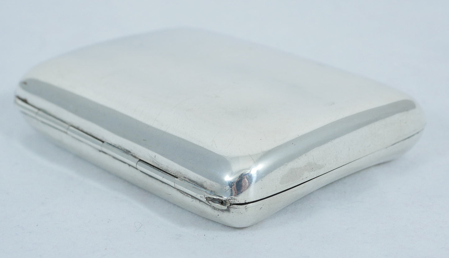 Antique Edwardian 1912 Sterling Silver Cigarette Card Case Hip Curve No Monogram