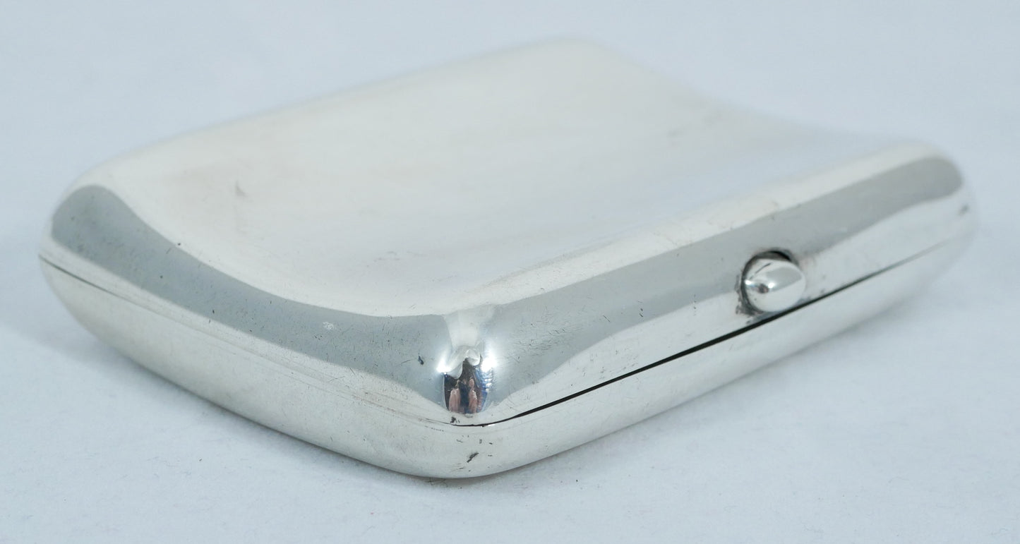 Antique Edwardian 1912 Sterling Silver Cigarette Card Case Hip Curve No Monogram