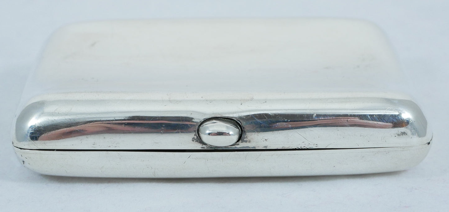 Antique Edwardian 1912 Sterling Silver Cigarette Card Case Hip Curve No Monogram