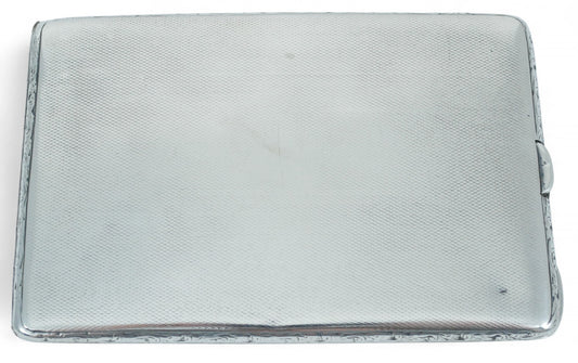 Antique Art Deco 1925 Large Sterling Silver Cigarette Card Case Engine Turned