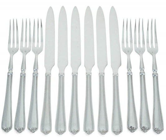 Antique Art Deco 1927 12pc Jesmond Sterling Silver Fruit Dessert Cutlery Set