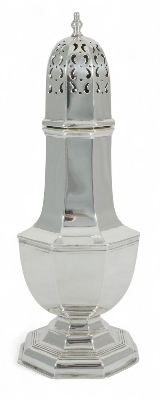 Antique Edwardian 1907 Large Sterling Silver Sugar Caster Muffineer Octagonal MW