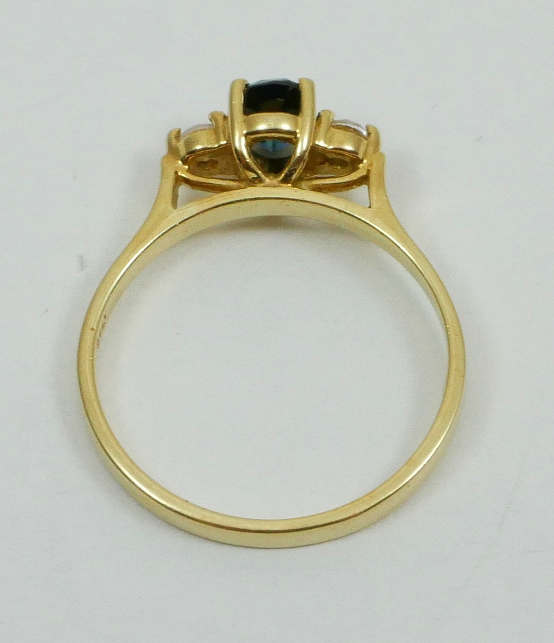 Modern Solid 18ct Yellow Gold Natural Blue Sapphire Dress Ring Size 6.5 M 52