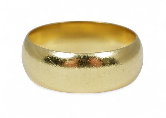 Heavy Vintage Solid 18ct Yellow Gold 7mm Curved Wedding Band Ring Size 9 R 59