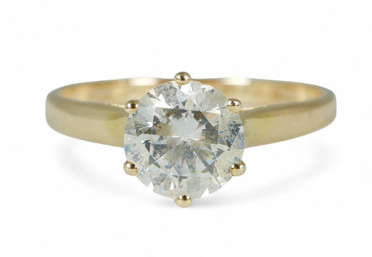 Modern Solid 9ct Yellow Gold 6.5mm CZ Solitaire Engagement Ring Size 5.5 K 50