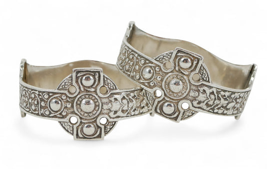 Antique Art Deco 1941 Pair Sterling Silver Celtic Revival Napkin Rings Glasgow