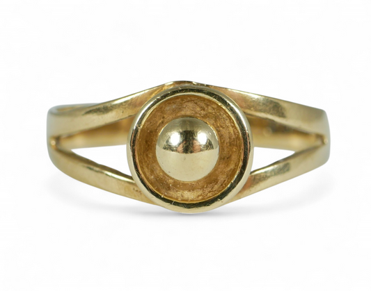 Vintage English 1976 Solid 9ct Yellow Gold Collar Stud Dress Ring Size 6.5 M 52