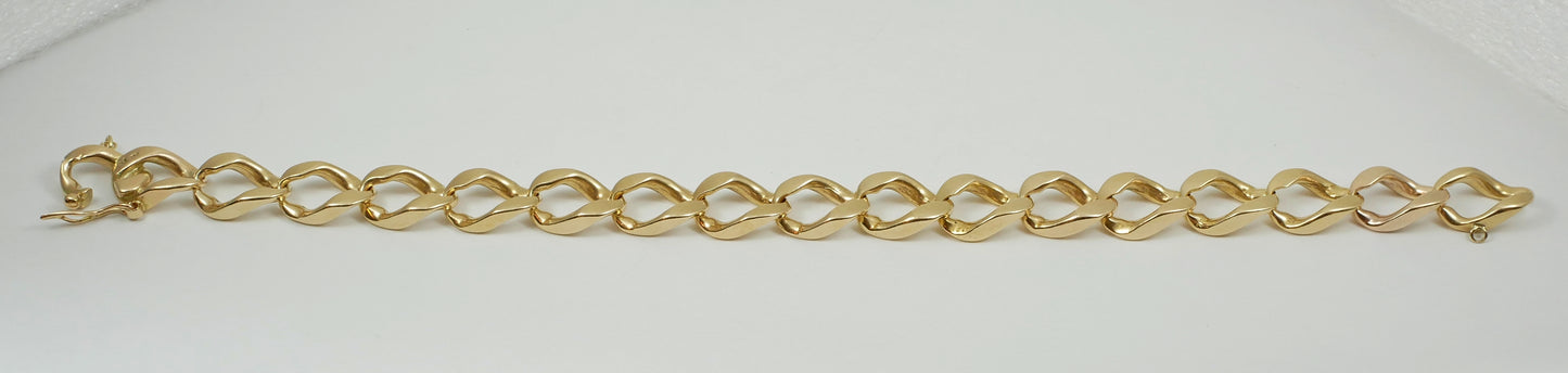 Heavy Solid 9ct Yellow Gold 21cm 8" Chunky 9mm Cuban Link Chain Bracelet 26.5gm