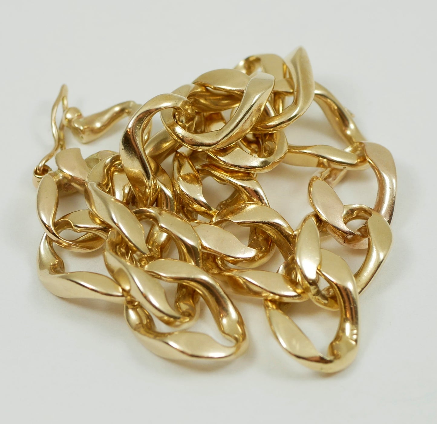 Heavy Solid 9ct Yellow Gold 21cm 8" Chunky 9mm Cuban Link Chain Bracelet 26.5gm