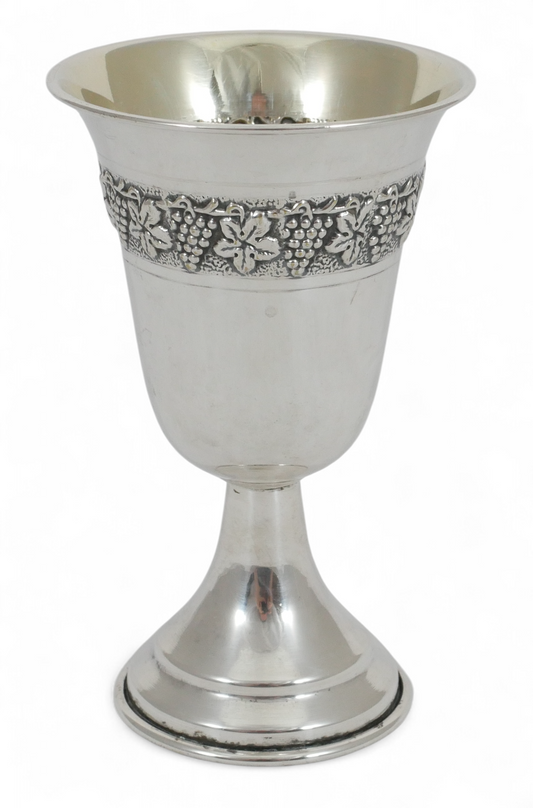 Antique Vintage Solid 800 Silver Wine Goblet Stemmed Cup 100ml Grape Vine Glass