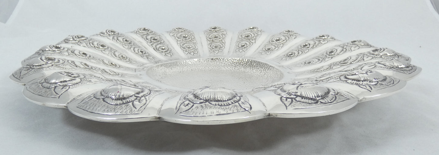 Antique 1940 Hungarian Huge 800 Silver 37cm Platter Plate Bowl Centrepiece Tray