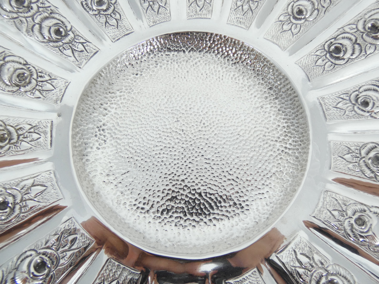Antique 1940 Hungarian Huge 800 Silver 37cm Platter Plate Bowl Centrepiece Tray