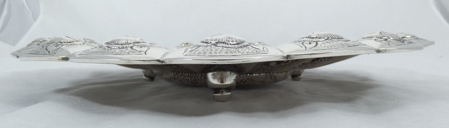 Antique 1940 Hungarian Huge 800 Silver 37cm Platter Plate Bowl Centrepiece Tray