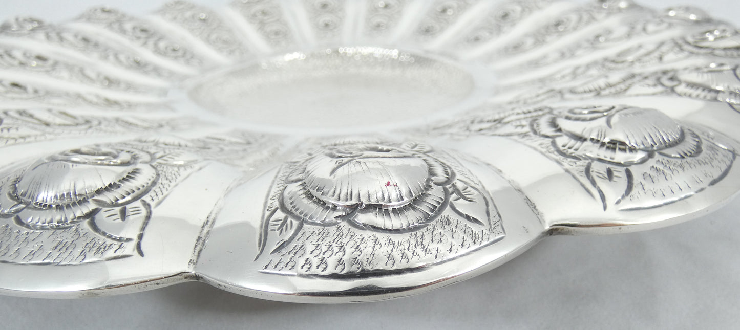 Antique 1940 Hungarian Huge 800 Silver 37cm Platter Plate Bowl Centrepiece Tray