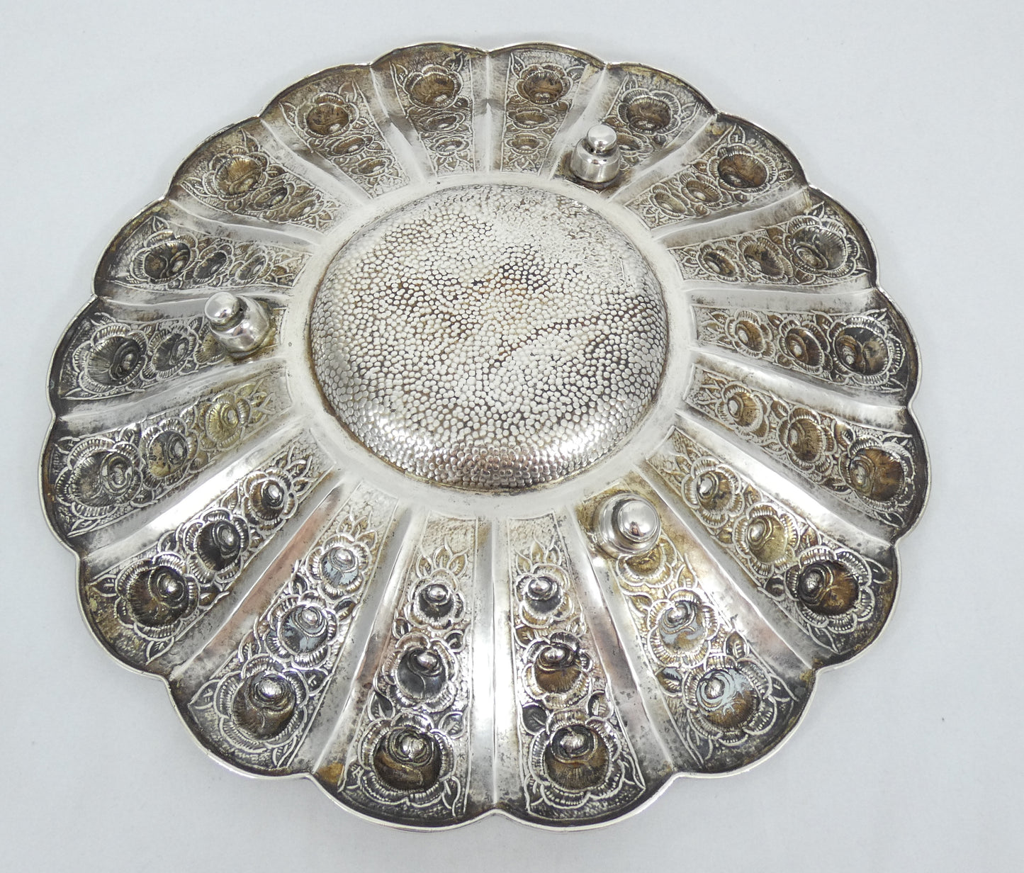 Antique 1940 Hungarian Huge 800 Silver 37cm Platter Plate Bowl Centrepiece Tray
