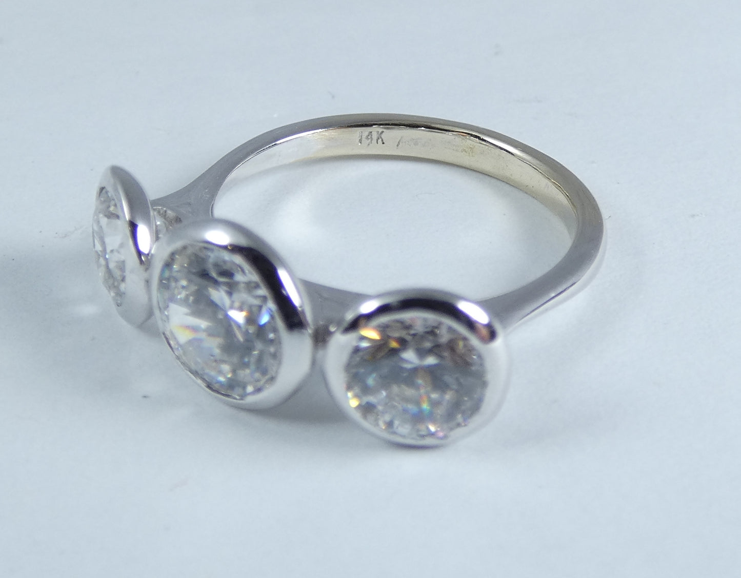 Solid 14ct White Gold 3 Stone CZ Trilogy Dress Cocktail Ring Size 6.5 M 52