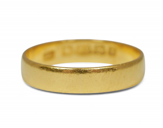Antique Edwardian 1908 Solid 22ct Yellow Gold Wedding Band Ring Size 6.5 M 52