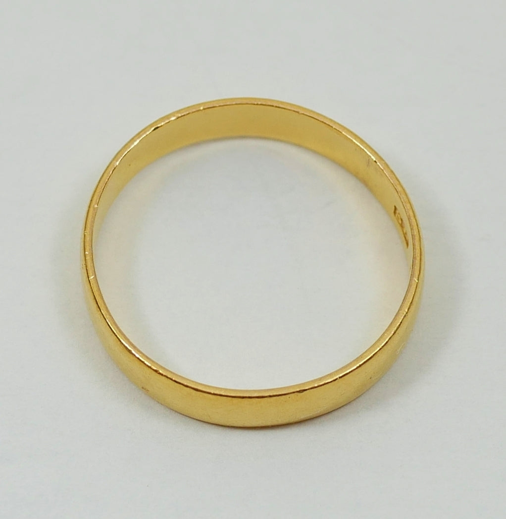 Antique Edwardian 1908 Solid 22ct Yellow Gold Wedding Band Ring Size 6.5 M 52