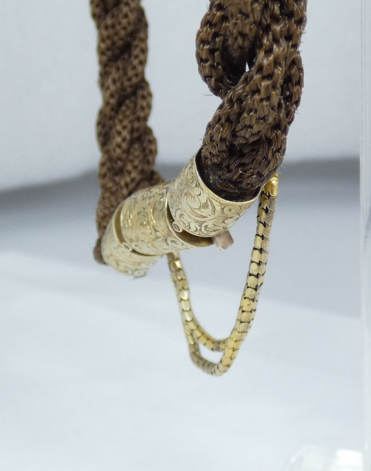 Antique Victorian 1880 18ct Gold Clasp Plaited Woven Hair 22cm Mourning Bracelet