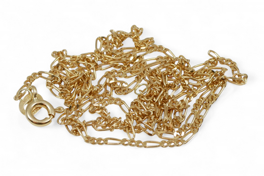 Italian Solid 9ct Yellow Gold 1.5mm Figaro Link Long 60cm 23.5" Necklace Chain