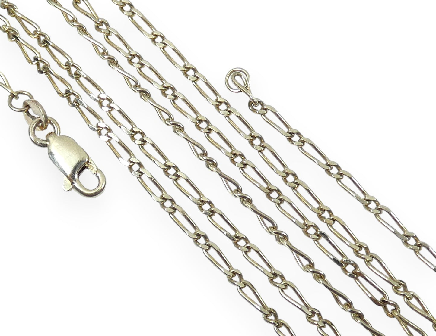 Vintage Solid 9ct Yellow Gold 46cm 18" Figaro 2mm Link Necklace Chain 4.21gm 375