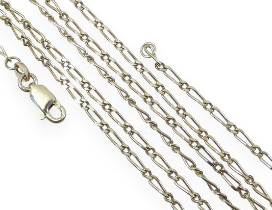 Vintage Solid 9ct Yellow Gold 46cm 18" Figaro 2mm Link Necklace Chain 4.21gm 375
