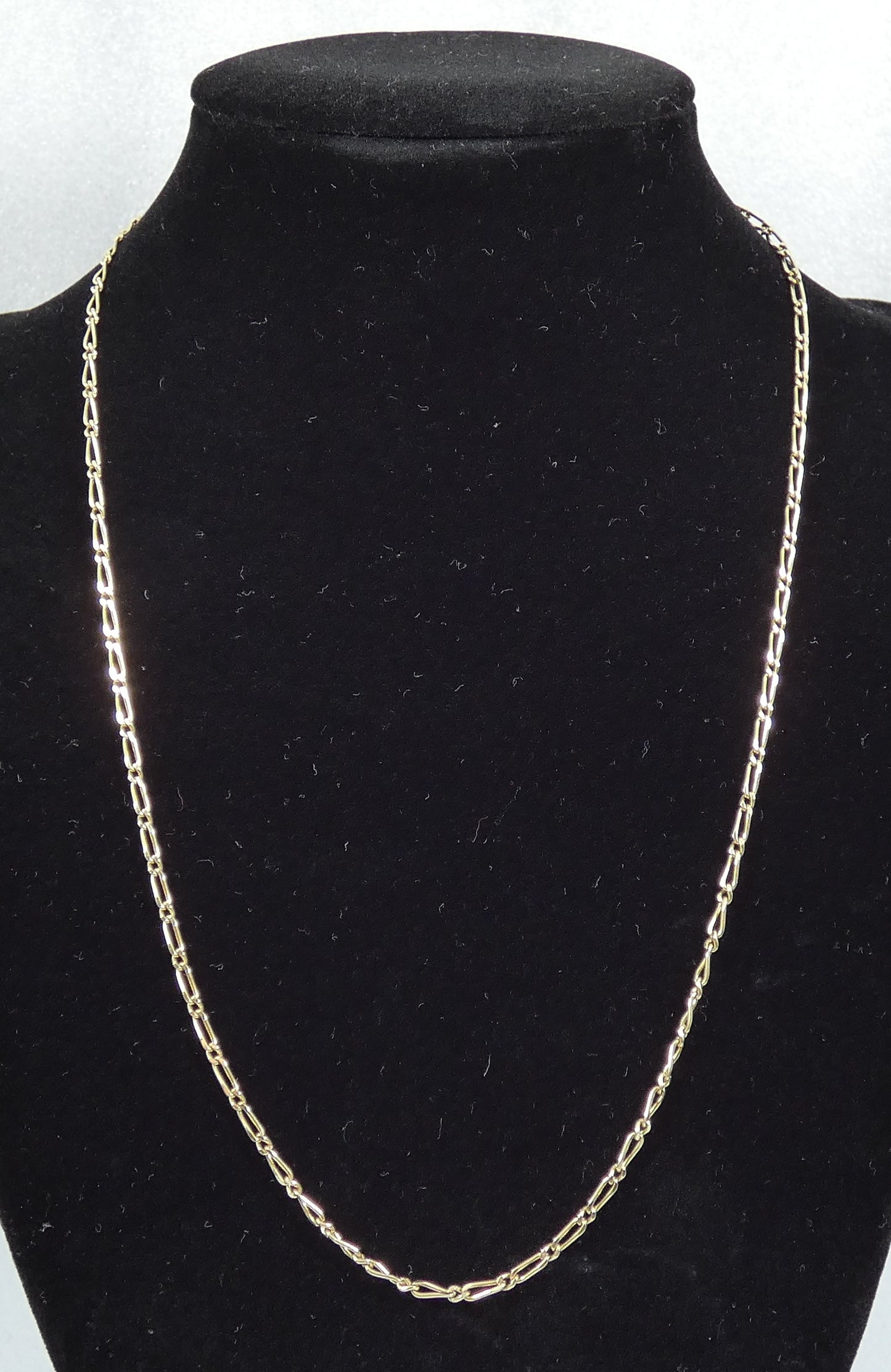Vintage Solid 9ct Yellow Gold 46cm 18" Figaro 2mm Link Necklace Chain 4.21gm 375