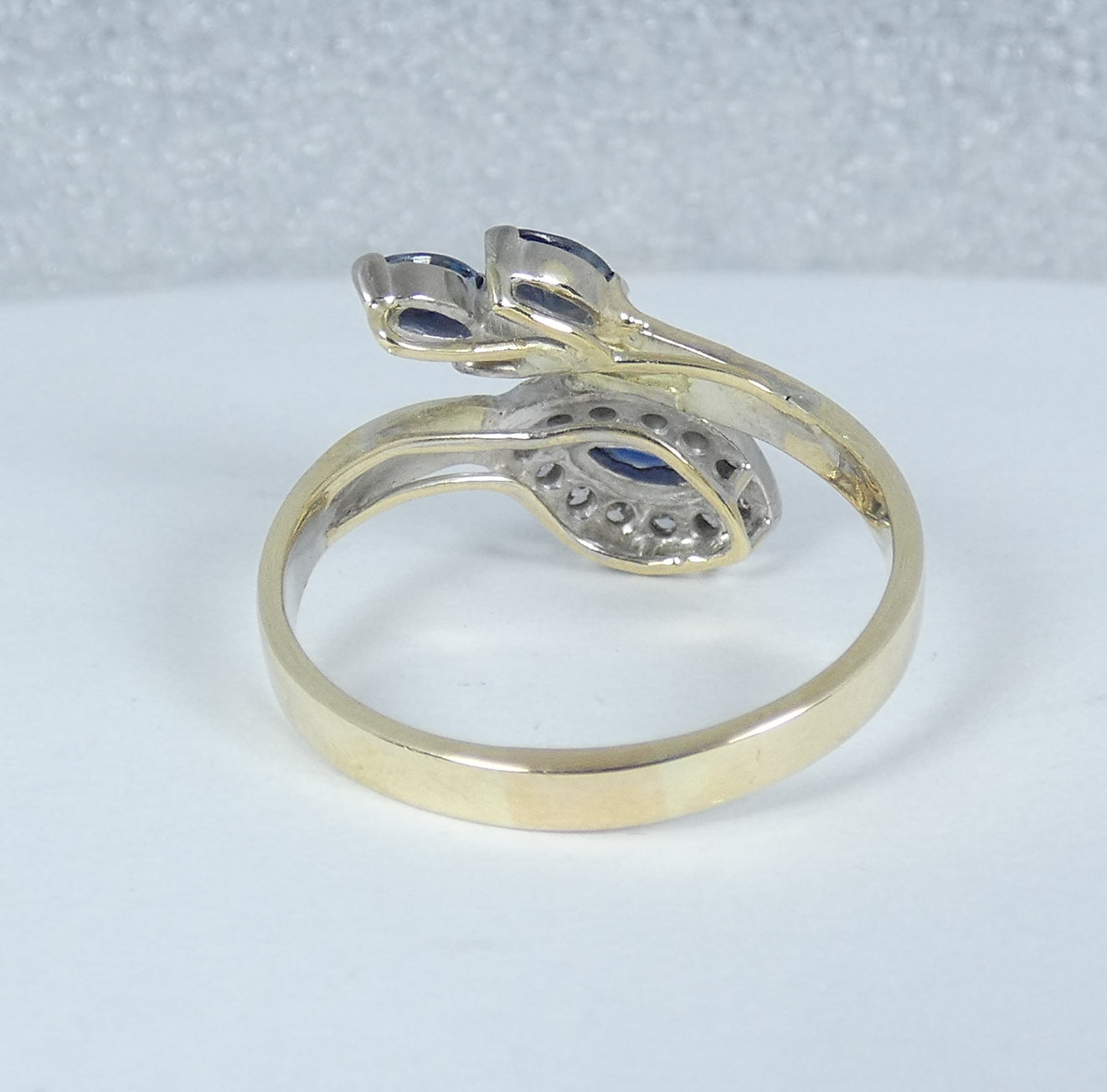 14ct Yellow Gold Aust. Blue Marquise Sapphire & Diamond Dress Ring Size 10 T 61