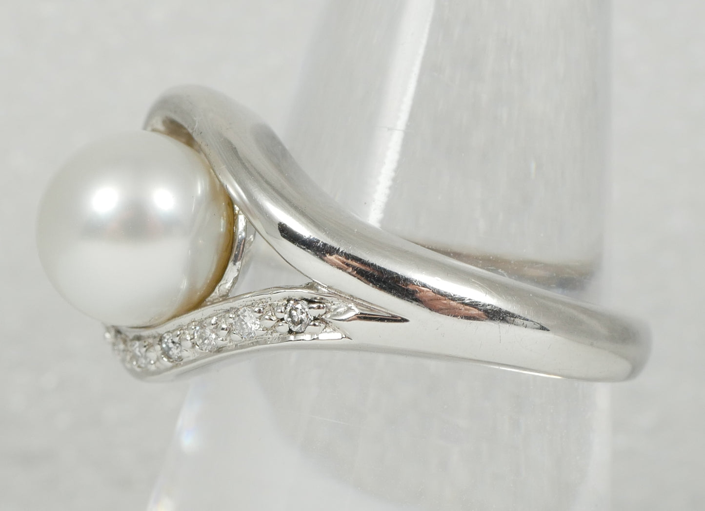 New Solid 14ct White Gold 8.5mm Pearl & Diamond Heart Dress Ring Size 8 P 56 585