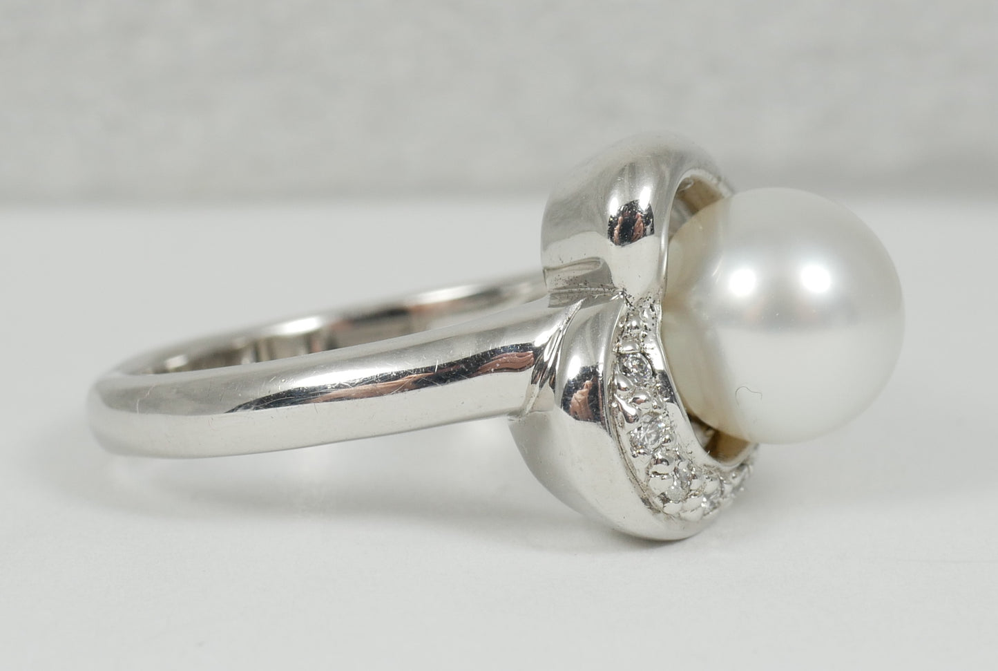 New Solid 14ct White Gold 8.5mm Pearl & Diamond Heart Dress Ring Size 8 P 56 585