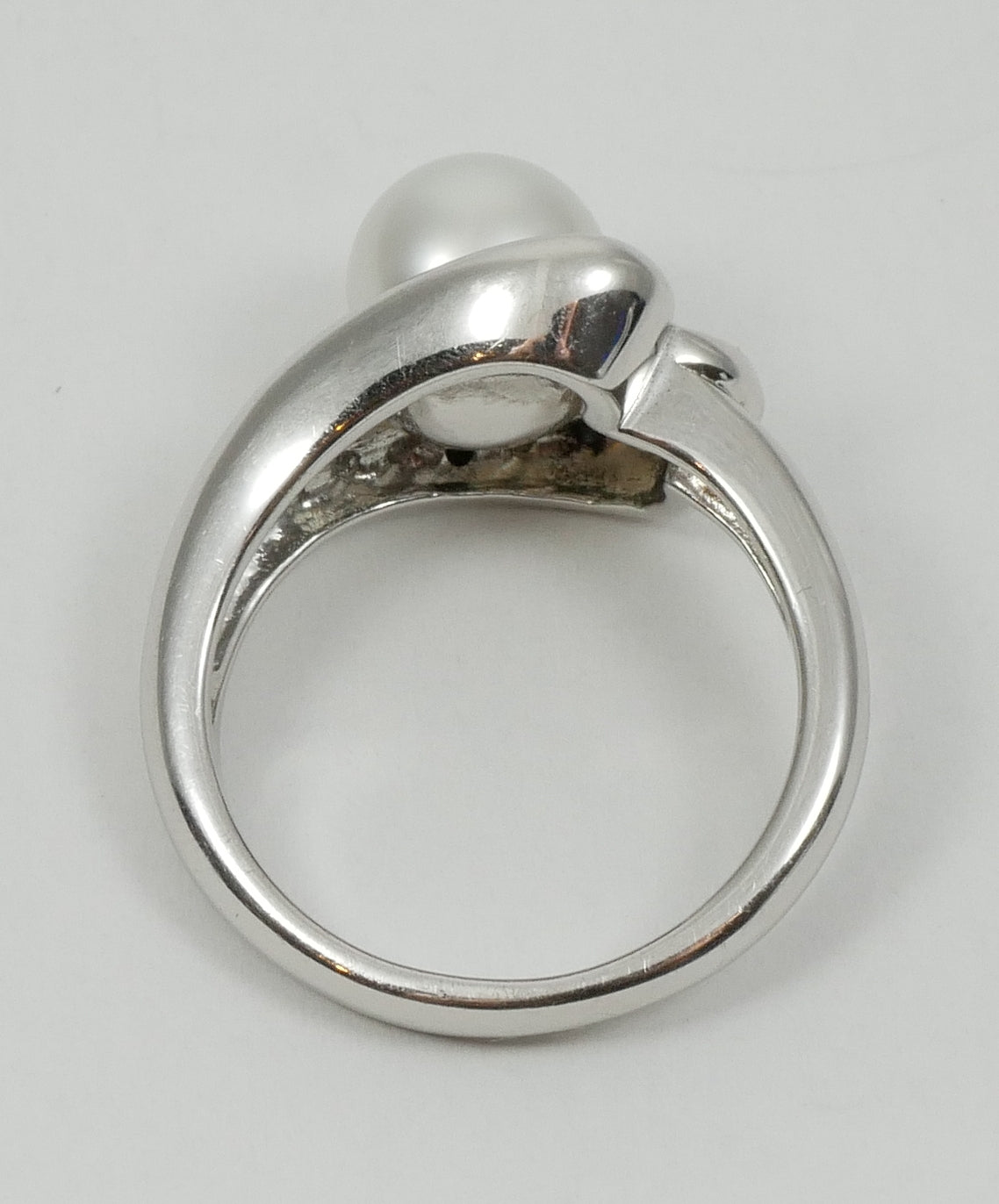 New Solid 14ct White Gold 8.5mm Pearl & Diamond Heart Dress Ring Size 8 P 56 585