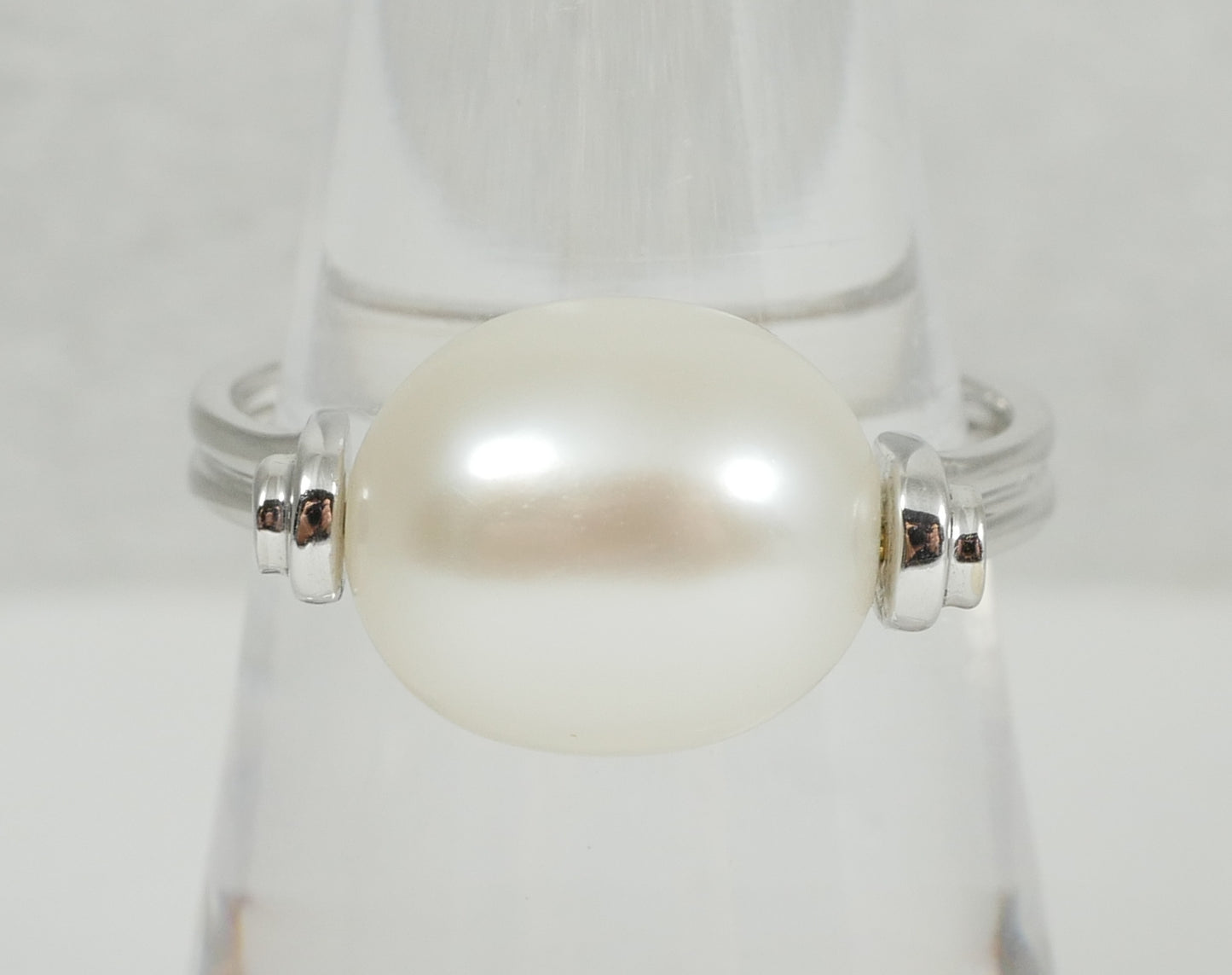 New Solid 14ct White Gold 12mm Oval Pearl Spinning Dress Ring Size 7 N 54 585