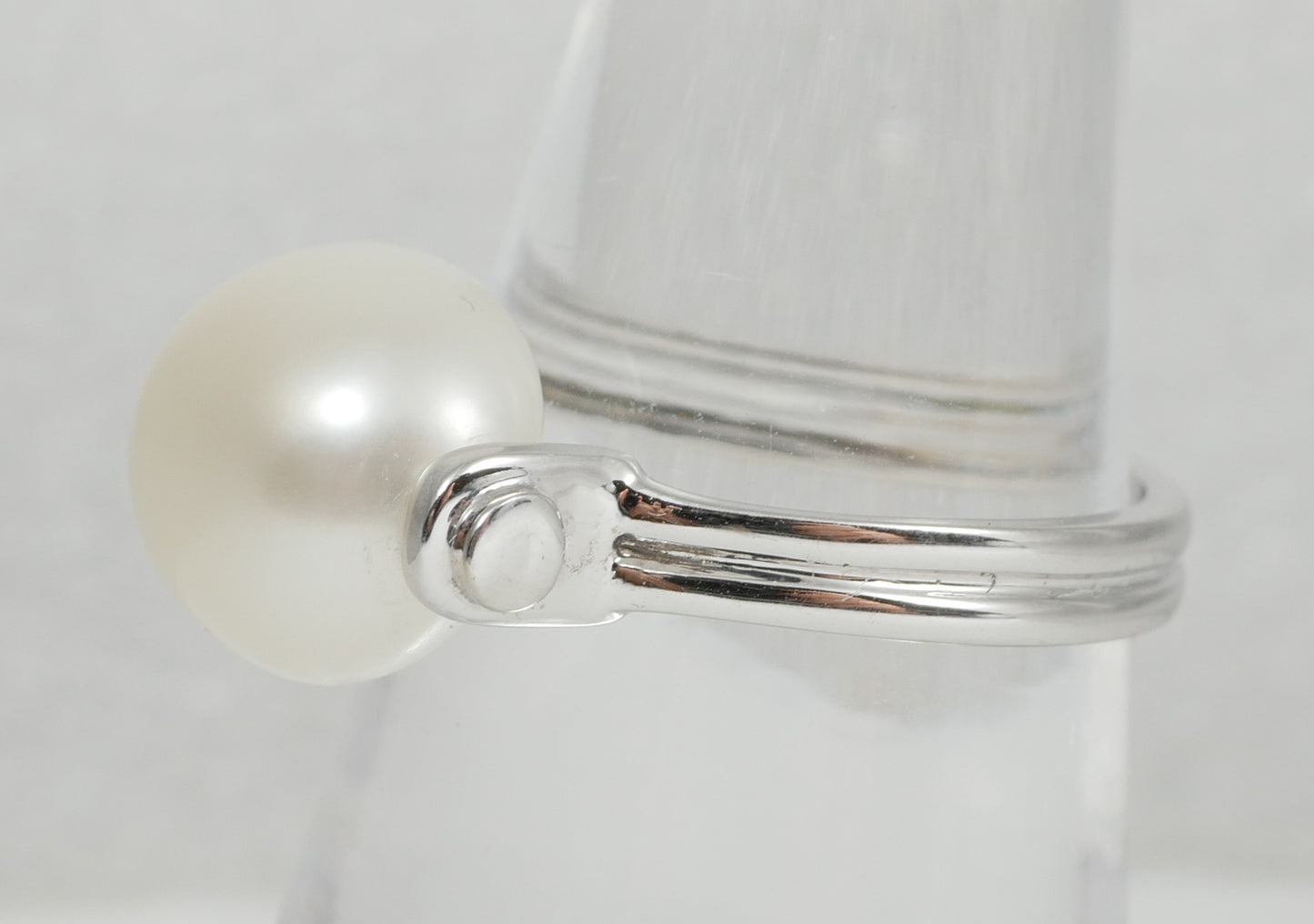 New Solid 14ct White Gold 12mm Oval Pearl Spinning Dress Ring Size 7 N 54 585