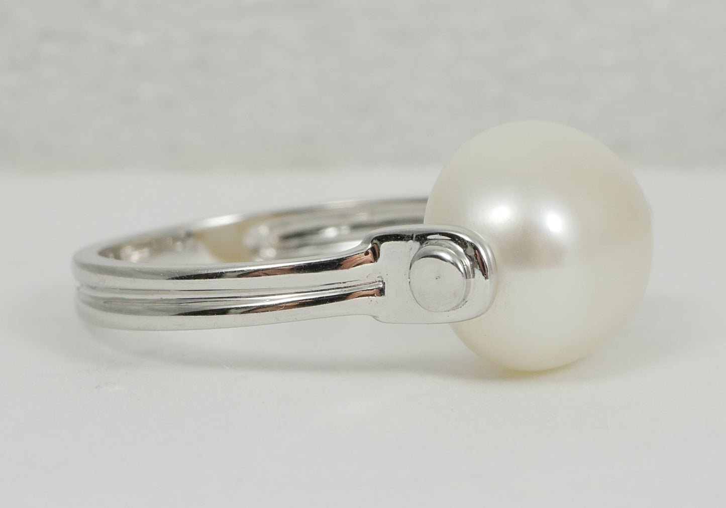 New Solid 14ct White Gold 12mm Oval Pearl Spinning Dress Ring Size 7 N 54 585